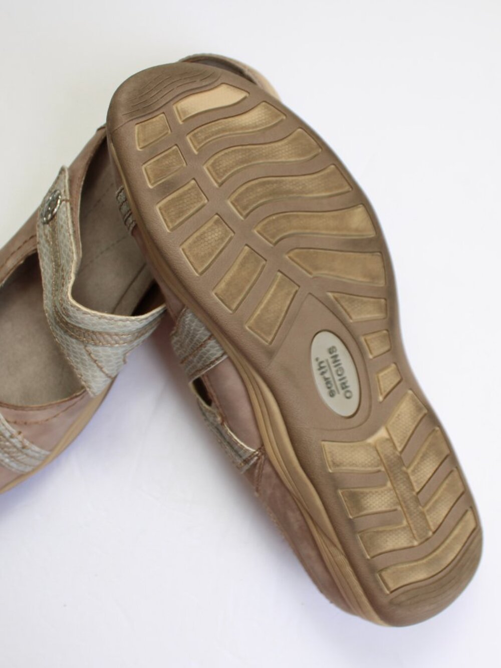 Earth Origins Clara Chloe Taupe Tan Strap Comfort Slide Mules Size 9 - Picture 2 of 5